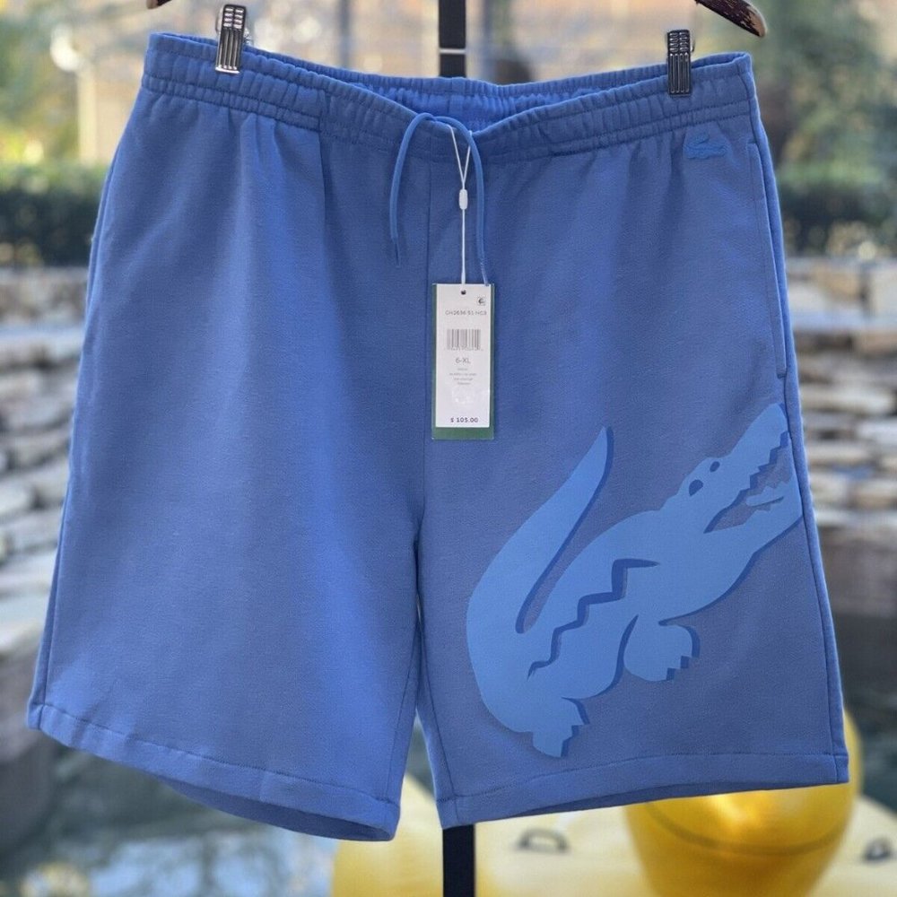 LACOSTE OVERSIZED CROCODILE PRINT‎ ORGANIC COTTON FLEECE SHORTS [GH2636] (XL)